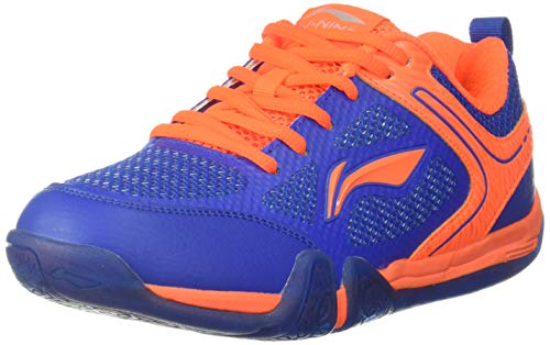 Li-Ning Saga Lite Non-Marking Badminton Shoe (Blue/Orange, UK)