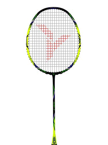 YOUNG (Malaysia) Fury 7 Graphite Lightweight Professional Badminton Racket, Head Light, One Piece High Modulus Graphite , Strung, (Black/Yellow), Includes Full Cover