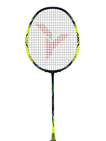 Image of YOUNG (Malaysia) Fury 7 Graphite Lightweight Professional Badminton Racket, Head Light, One Piece High Modulus Graphite , Strung, (Black/Yellow), Includes Full Cover