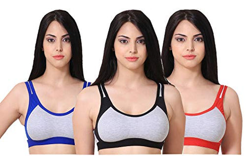 Image of new blue eyes Non Padded Cotton Gym Wear Daily Workout Sports Bra for Girls Pack of 3 (32)