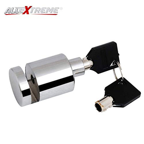 Image of Allextreme EXHDBL1 Stainless Steel Heavy Duty Painted Finish Disc Brake Anti Theft 7mm Pin Wheel Locking Security Lock for Bike and Motorcycle (Chrome )
