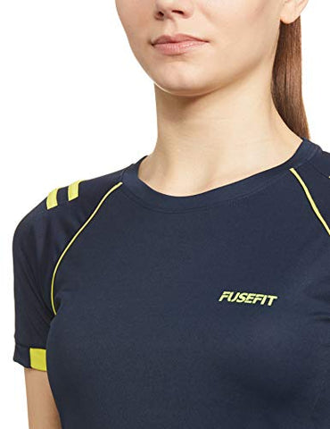 Image of Fusefit Women's Slim fit T-Shirt (FF WMN CNS TEE_Navy / Yellow S)