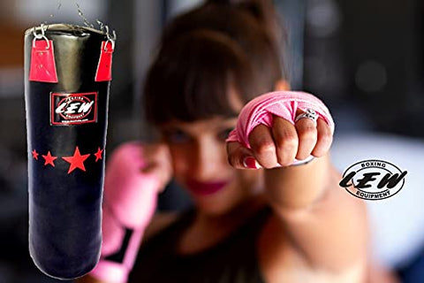 Image of LEW 3FT Filled Heavy Haptex Leather Punch Bag Boxing MMA Sparring Punching Training Kick Boxing Muay Thai with Hanging Chain
