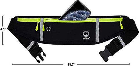 Image of Running Belt, Fanny Pack for Women Men, Water Resistant Waist Pack, Runners Belt for Hiking Fitness Travel - Adjustable Running Pouch Phone Holder Accessories for iPhone Samsung - Black