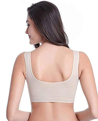 Image of Craava Women Polycotton Non Padded Non-Wired Air Sports Bra Inner Wear for Daily Use Slip On Black White Skin Fit Size 28 to 34