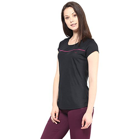 Image of berge' Ladies Polyester Dry Fit Western Shirts & Tshirts for Women, Quick Drying & Breathable Fabric, Gym Wear Tees & Workout Tops (Black Colour) XXL