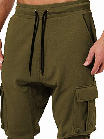 Image of JUGULAR Men's Slim Fit Trackpant (Cargo track pant_Olive_X-Large)