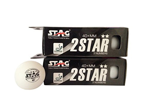 Image of STAG Two Star Plastic Table Tennis Ball, Size 40 mm, (White)