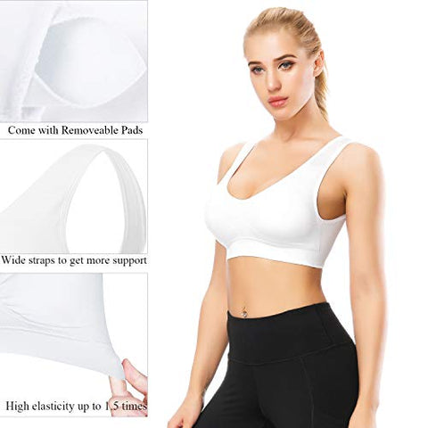 Image of TOBWIZU Sports Bras for Women,Seamless Sleep Bra with Removable Pads Yoga Gym Activity Everyday Wear