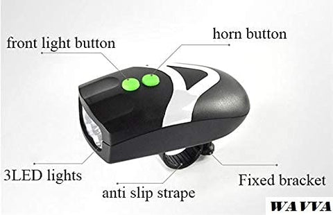 Image of Wavva LED Light Orange Bicycle Bike Accessories Adjustable Safety Warning Loud Horn Black (3 Modes)