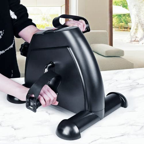 Image of Mini Exercise Bike-Uten Under Desk Bike Pedal Exerciser, Peddler Exerciser, Portable Foot Cycle Arm & Leg Peddler Machine with LCD Screen Displays-Black
