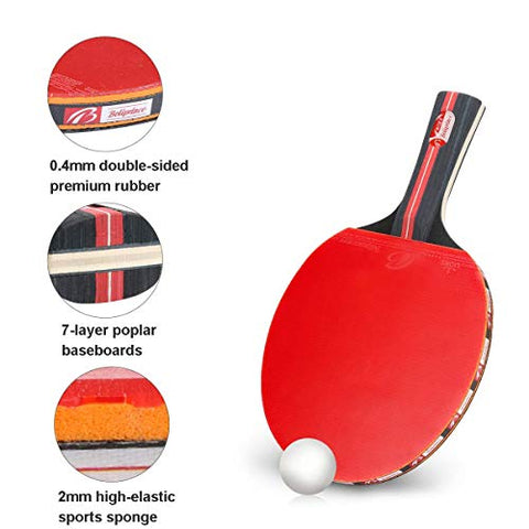 Image of Number-one Ping Pong Set Portable Table Tennis Set Ping-Pong Game Pingpong Racket Set for Table Tennis Training with 4 Table Tennis Bats/Rackets/Paddles, 8 Ping-Pong Balls, 1 Retractable Table Tennis