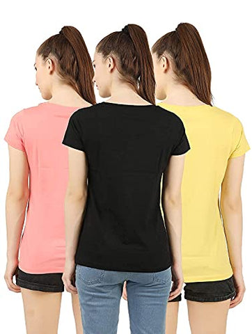 Image of LAYA Women's T-Shirt (Pack of 3) (LA/SUNRISE/PACKA_Assorted_XX-Large)
