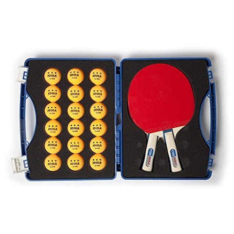 Image of JOOLA Tour Competition Carrying Case - Ping Pong Paddle Set Includes 2 ITTF APPROVED Python Table Tennis Paddles & 18 40mm 3 Star Tournament Ping Pong Balls - High Density Case with EVA Foam Lining