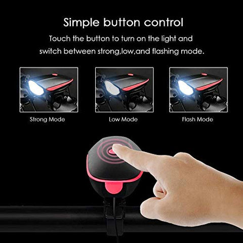 Image of Lista Rechargeable Bike Horn And Light 140 DB with Super Bright 250 Lumen Light 3 Modes