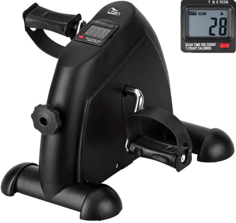 Image of Mini Exercise Bike-Uten Under Desk Bike Pedal Exerciser, Peddler Exerciser, Portable Foot Cycle Arm & Leg Peddler Machine with LCD Screen Displays-Black
