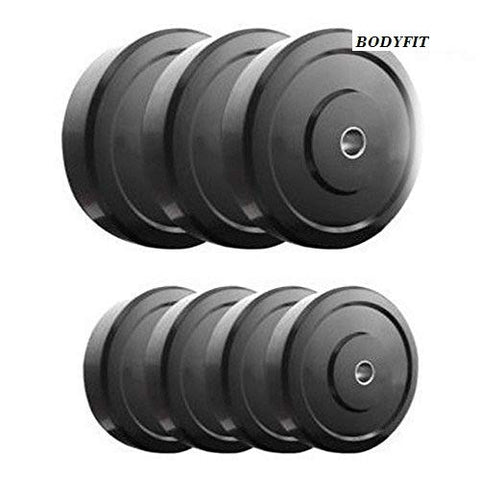 Image of BodyFit B-30 Kg Weight Plates Rods Leather Gym Gloves Set Dumbbell Exercise Set (multicolour, 1 X 5ft, 1 X 3ft, 2 X 14-Inch)