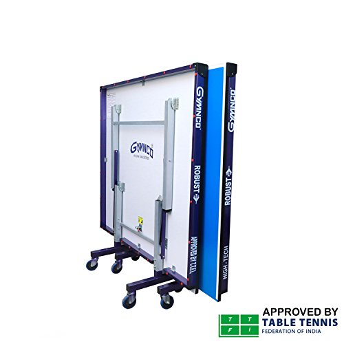 Gymnco Robust High Tech Table Tennis Table with 25 mm Top and 100 mm Stopper Wheel (Free TT Table Cover + 2 TT Racket & Balls)