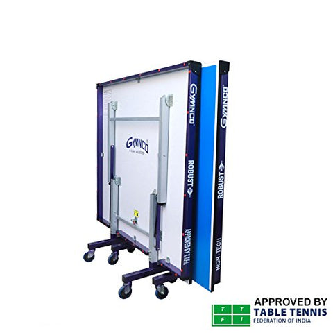 Image of Gymnco Robust High Tech Table Tennis Table with 25 mm Top and 100 mm Stopper Wheel (Free TT Table Cover + 2 TT Racket & Balls)