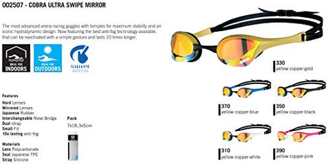 Image of Arena Cobra Ultra Swim Goggles, Blue/Silver, Swipe Anti-Fog Mirror