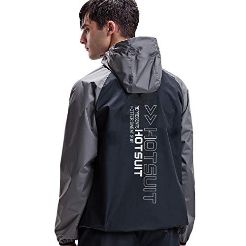 HOTSUIT Sauna Suit Men Weight Loss Gym Exercise Sweat Suits Workout Jacket, Gray, XXL