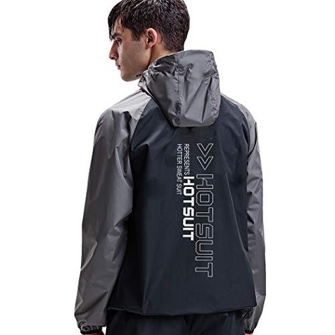 Image of HOTSUIT Sauna Suit Men Weight Loss Gym Exercise Sweat Suits Workout Jacket, Gray, XXL