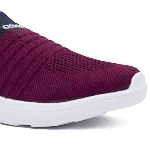 Image of ASIAN Women's Elasto-02 Maroon Knitted,Sports,Walking,Slipon Shoes UK-5