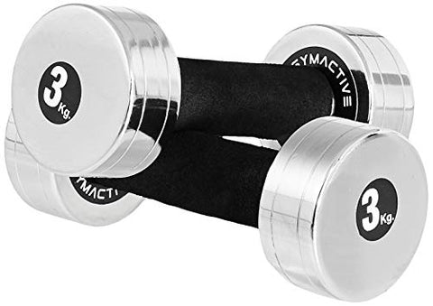 Image of Amazon Brand - Symactive Chrome Plated Steel Dumbbell, Set of 2, 3 Kg