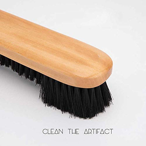 Image of Cllayees 9" Wooden Billiards Pool Table and Rail Brush Set with Cue Shaft Cloth Slicker Cleaner