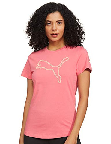 Image of Puma Women's Graphic Regular T-Shirt (84789603_Sun Kissed Coral_L)