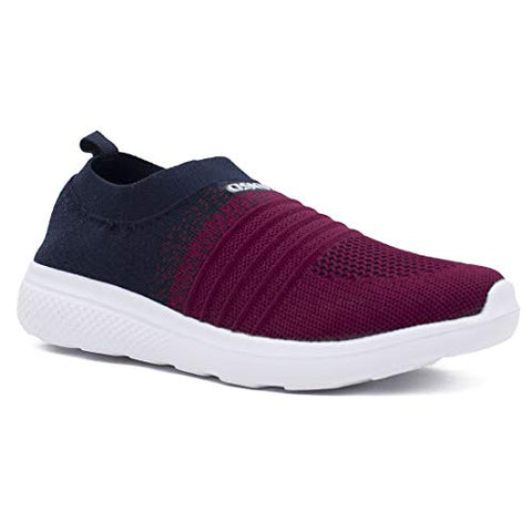 Image of ASIAN Women's Elasto-02 Maroon Knitted,Sports,Walking,Slipon Shoes UK-5