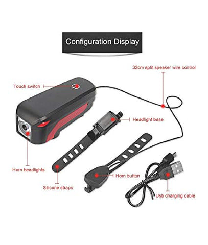 Image of FASTPED 350LM 3 Modes Standard USB Charging 2000mAh Battery Bike Light with 120db Horn Single Item€¦