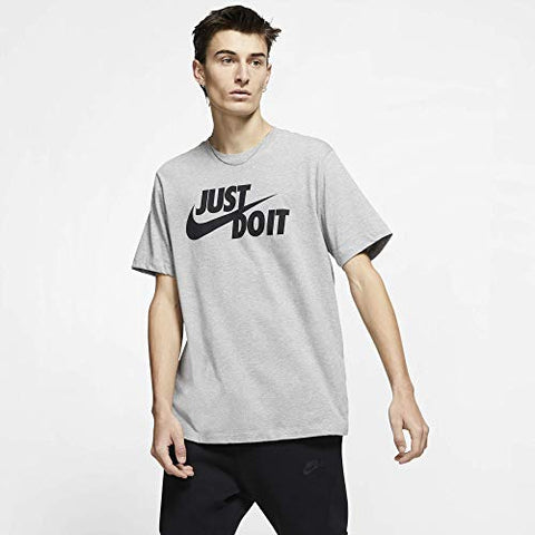 Image of Nike Men's Sportswear Just Do It. T-Shirt, Shirts for Men with Classic Fit, Black/Mystic Red/Platinum Tint, L