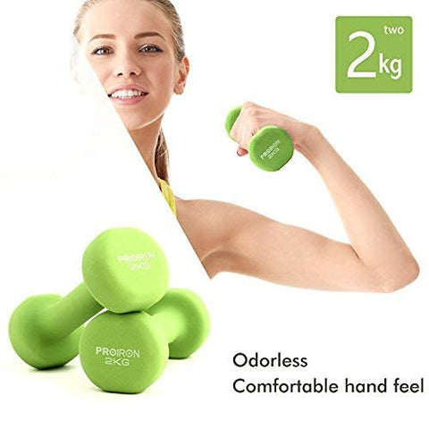 Image of PROIRON Neoprene Dumbbell Home Exercise for Ladies Kids Arm Hand Weights Pilates Dumbbells in 2kg Pair