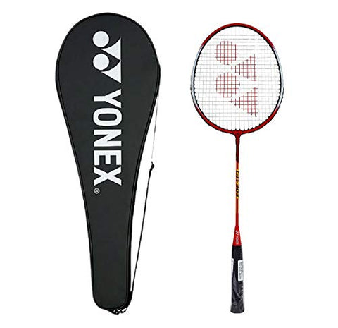 Image of Yonex GR 303 Aluminum Blend Badminton Racquets with Full Cover, Pack of 2 (Black + Red) and Mavis 200i combo