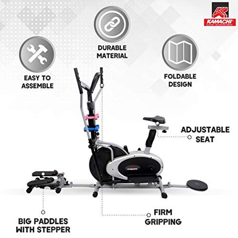 Image of Kamachi OB-330 Elliptical Orbitrack Bike (4 in 1) with Stepper, Twister & Dumbbells; Exercise Cycle; Cross Trainer