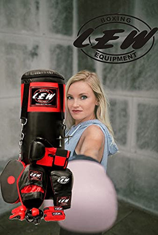 Image of LEW Punching Bag 10 Piece Boxing Set Filled with Heavy Bag Gloves Ceiling Hook Chains Hand Wraps Training Kickboxing Muay Thai MMA Punching Bags