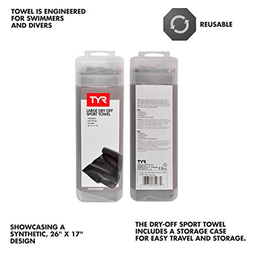 TYR Dry Off Sport Swim Towel (Charcoal)