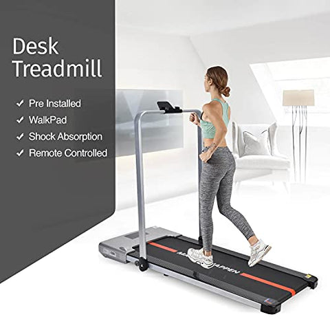 Image of WELCARE MAXPRO PTM-X1 Under Desk Treadmill 2HP (Peak) Motorized Foldable PRE-INSTALLED Aerobic Treadmill, Walking PAD with LED Display