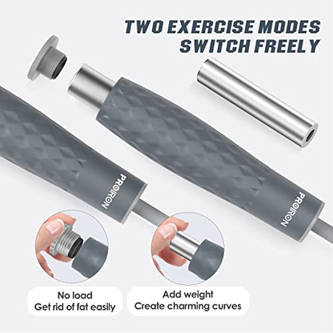 Image of PROIRON Weighted Skipping Rope (GRAY)1LB, Weighted Jump Rope Extra Thick 7mm, Skipping Rope Adult for Women Men, Heavy Jump Rope for Exercise, Boxing, Fitness (Adjustable Speed Rope 3M Long)