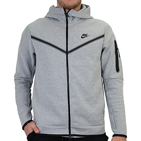 Image of Nike M NSW Tch FLC Hoodie Fz Wr Joggers & Tracksuits Men Grey/Black - S - Jackets Pants