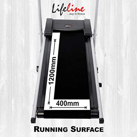 Image of Life Line Fitness LT-201 Foldable Manual Treadmill for Home Gym Exercise with Cardio Weight Loss Gym Workout at Home, 2 Level Inclination (LT-201, Silver, Black)