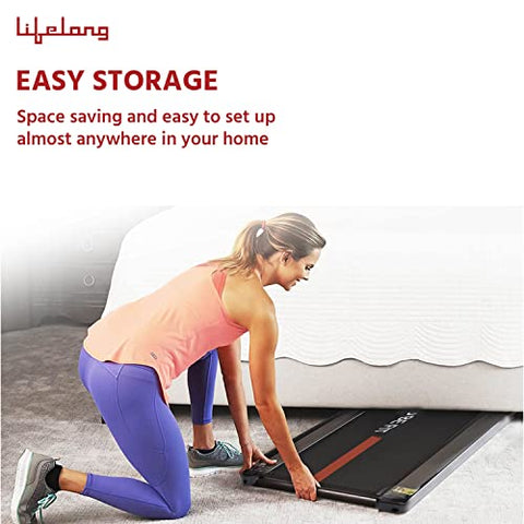 Image of Lifelong Treadmill LLTM162 Fit Pro 2 HP Peak DC Motorized|Under Desk Treadmill| Home Workout | Max Speed 8 Km/Hr | Walking Pad | Max User Weight 110 Kg | Free Installation Assistance | Black