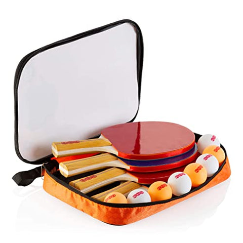Image of Play22 Ping Pong Paddle Set - 4 Table Tennis Paddles and 8 Ping Pong Balls and Portable Gift Case - Best Gift for Boys and Girls, Adults - Great for Indoor Or Outdoor Play – Speed, Control and Spin