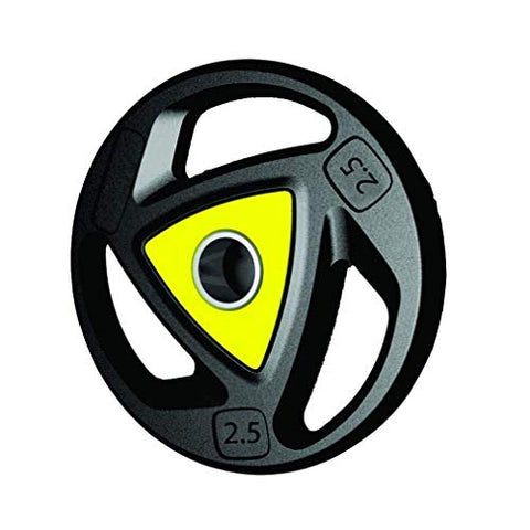 Image of FratiiSingh's Olympic Barbell Rubber Plates {Packed in Pair} of 2.5 Kg, 5 Kg, 7.5 Kg, 10 Kg, 12.5 Kg with 50 mm Dia (2 Inches) (2.5) (Black, Yellow)
