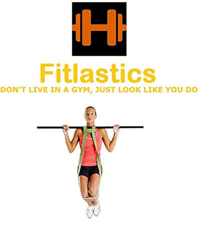 Image of Fitlastics Natural Latex Resistance Loop Bands for Pullup Assist, Pilates, Yoga, Fitness Workouts for Men/Women (Green Light, 15-35 lbs) with Door Anchor