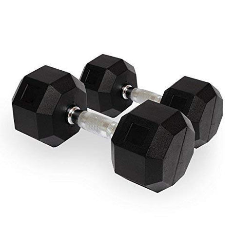 Image of Body Maxx Hex Dumbbells 15 kg Pair, Rubber Dumbbell Set 15kg, Black Rubber Coated Dumbbells with Steel Grip Home Gym Fitness