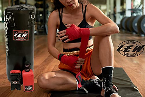 Image of LEW 4FT Filled Soft Strike Synthetic Leather Punching Bag Boxing MMA Sparring Punching Training Kick Boxing Muay Thai with Hanging Chain