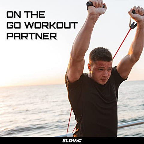 Image of SLOVIC Resistance Tube/Band with Sturdy Handles, Door Anchor for Men and Women with Extensive Guide Containing 30 Plus Exercises | 3 Years Warranty