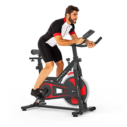 Image of LETSPLAY® Indoor Upright Exercise Bike with Matt Black Frame Handlebar Aluminum Pedals Ergonomic Seat for Home, Workout & Cardio Training